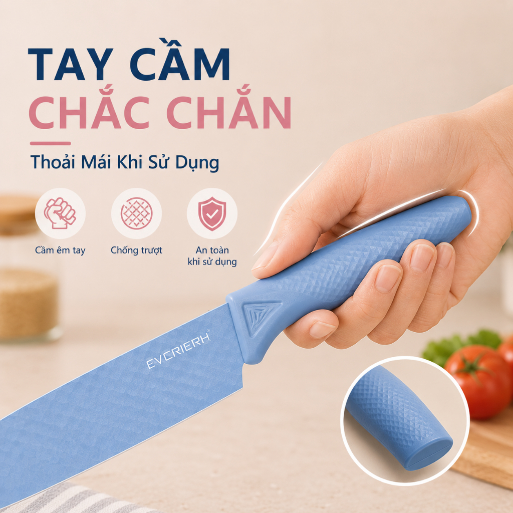 Bộ Dao Nhà Bếp 6 Món Cao Cấp Chống Dính - Dao Thái, Dao Đầu Bếp,  Kéo Nhà Bếp Kèm Dụng Cụ Mài Dao