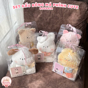 Set Quà Tặng Gấu Bông Má Phính Dễ Thương – Túi Quà Cao Cấp Tặng Sinh Nhật, Người Yêu, Bạn Thân