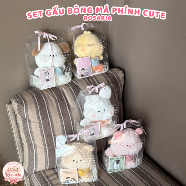 Set Quà Tặng Gấu Bông Má Phính Dễ Thương – Túi Quà Cao Cấp Tặng Sinh Nhật, Người Yêu, Bạn Thân