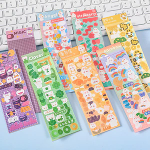 Set 100 Tấm Sticker Dán Hoạt Hình, Màu Sắc, Hoa Quả 13*4.5Cm