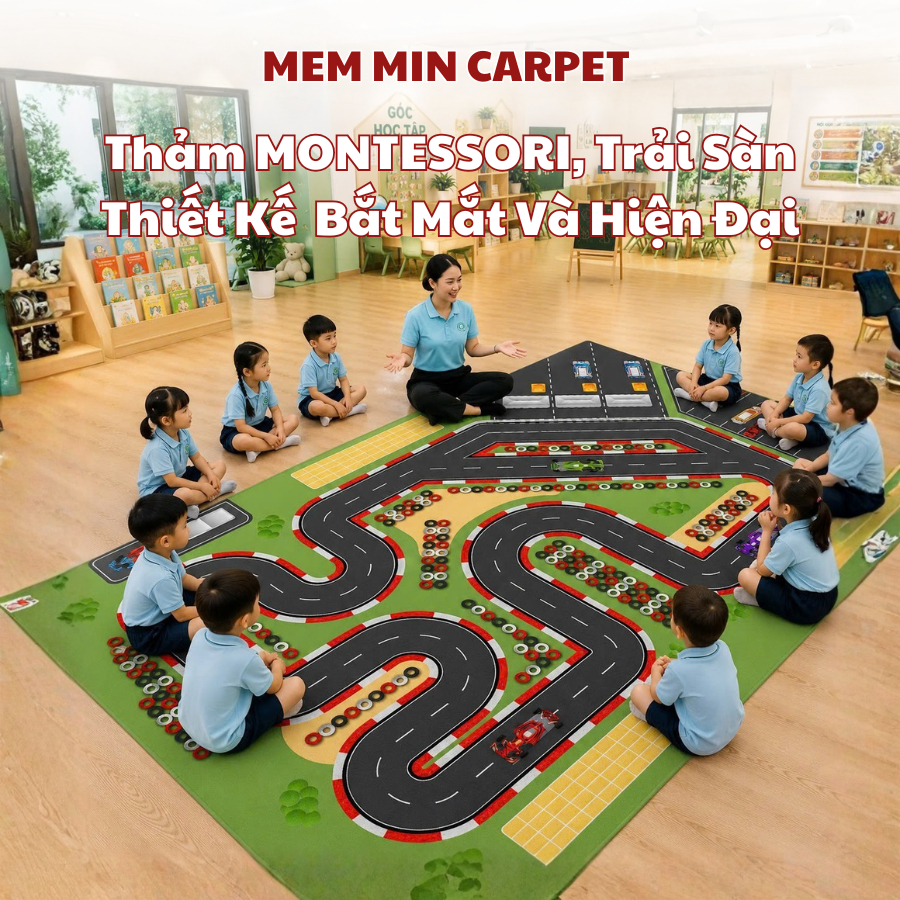 Thảm Montessori,Thảm Mầm Non Cho Bé,Thảm Trò Chơi Thông Minh. Thảm Giáo Cụ 2m x3m ,1m6*2m3 Dệt- MemMincarpet - THB16