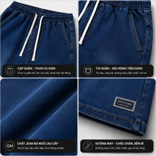 Quần Jean Ngố Nam  Jean Wash Ống Rộng Form Rộng Cạp Chun Dây Rút Xanh Denim Chất Jean J96