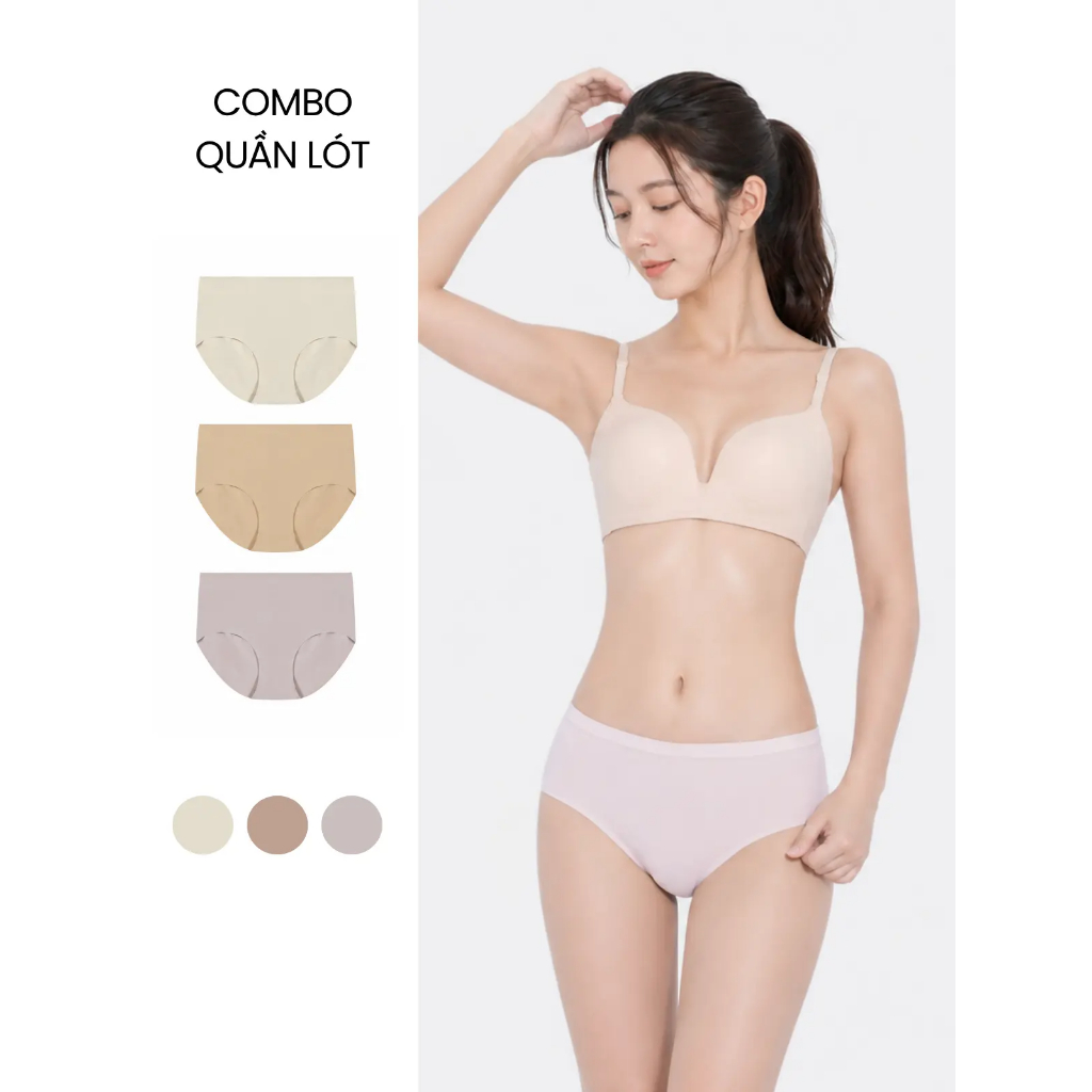 Quần Lót Nữ TOKYOLIFE Tàng Hình Kiểu Dáng Hipster Cạp Cao Tôn Dáng Tự Nhiên Gói 3 Chiếc - 40006033