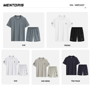 Bộ Thể Thao Nam MENTORIS Vải Thun Họa Tiết Tổ Ong, Form Regular Fit, Co Giãn Thoáng Khí MBT2607