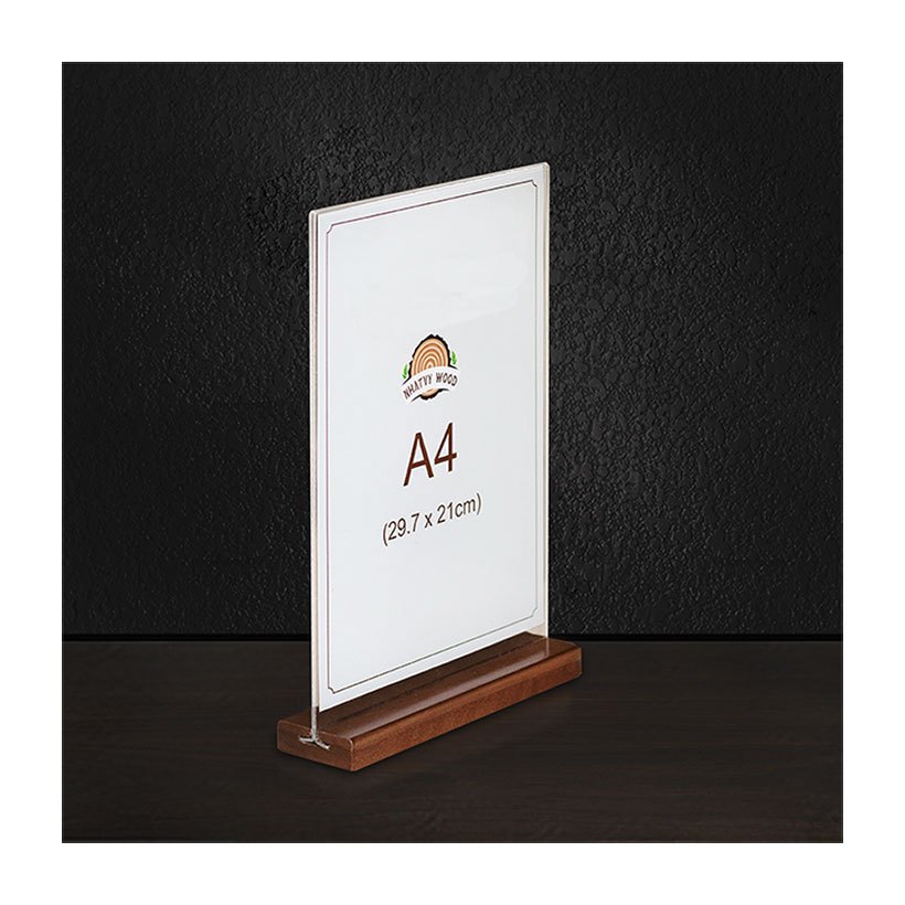 Standee để bàn gỗ Sồi cao cấp, Menu để bàn có khoen lật nhà hàng hay quảng cáo NHATVYWOOD
