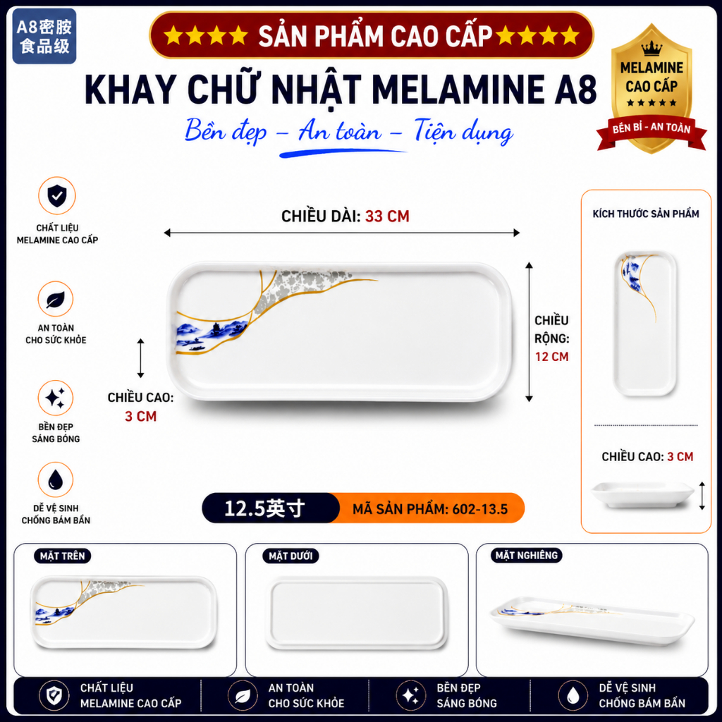 ĐĨA  602 - 13.5 MELAMINE A8 CAO CẤP – PHONG CÁCH PHƯƠNG ĐÔNG SANG TRỌNG
