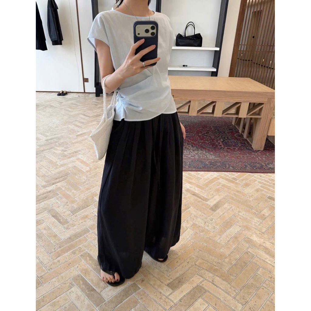 Áo kiểu cộc tay nhún eo basic Onni st