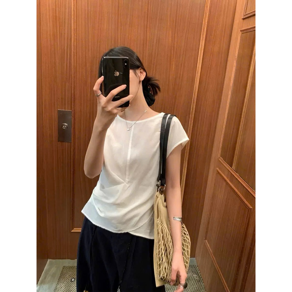 Áo kiểu cộc tay nhún eo basic Onni st