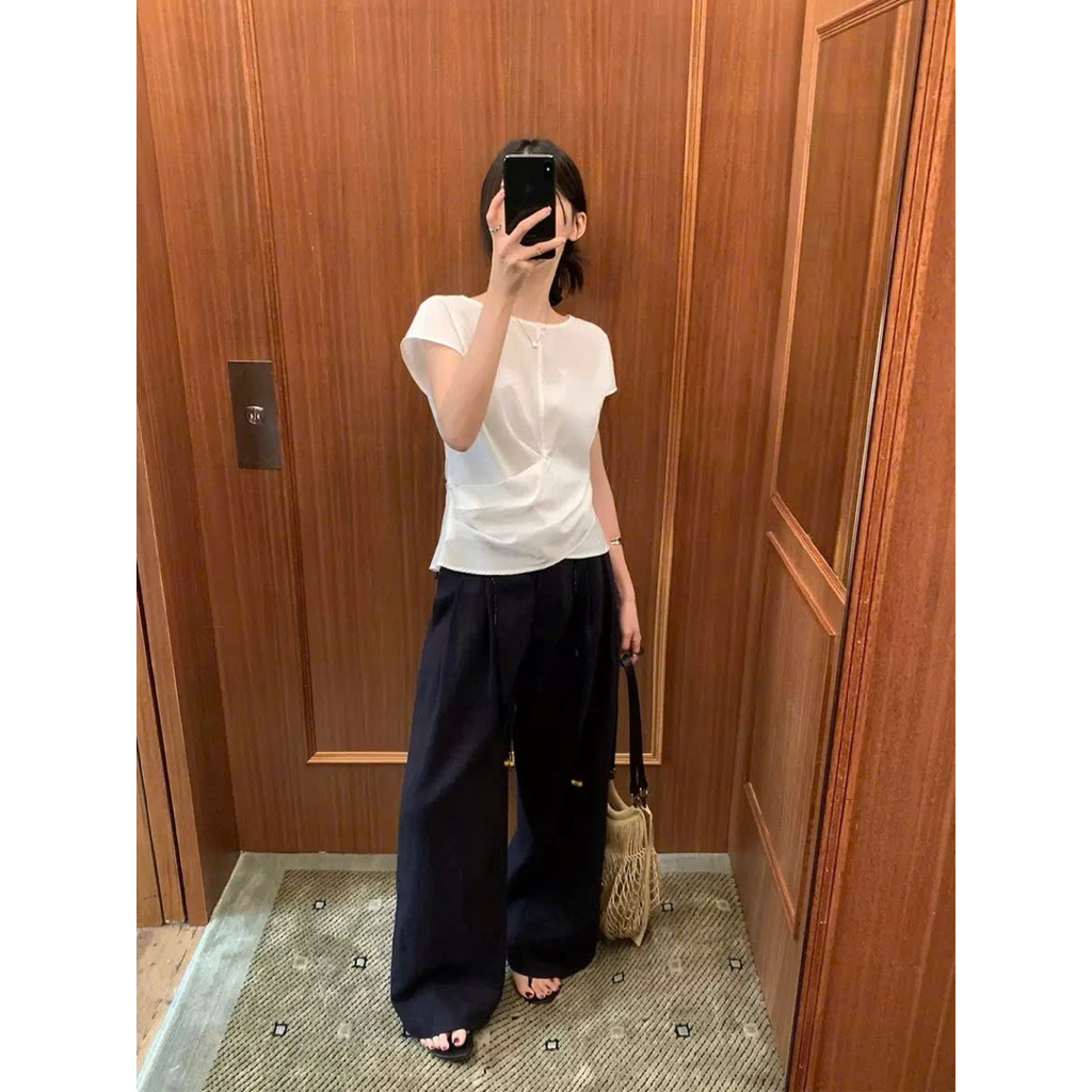 Áo kiểu cộc tay nhún eo basic Onni st
