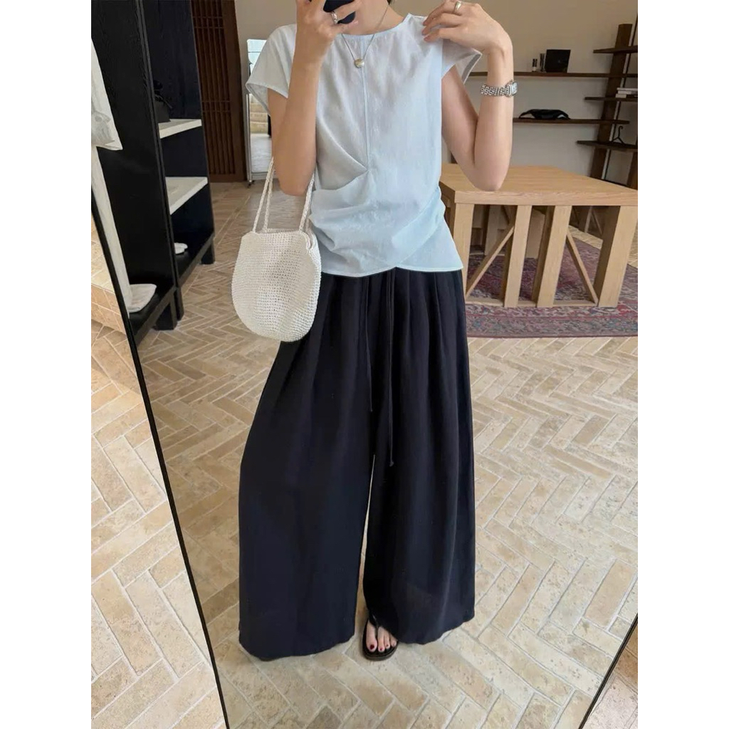 Áo kiểu cộc tay nhún eo basic Onni st