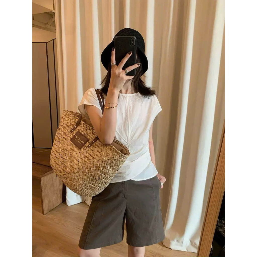 Áo kiểu cộc tay nhún eo basic Onni st