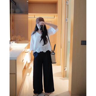 Quần denim xếp 2 li form suông rộng Ma Vie