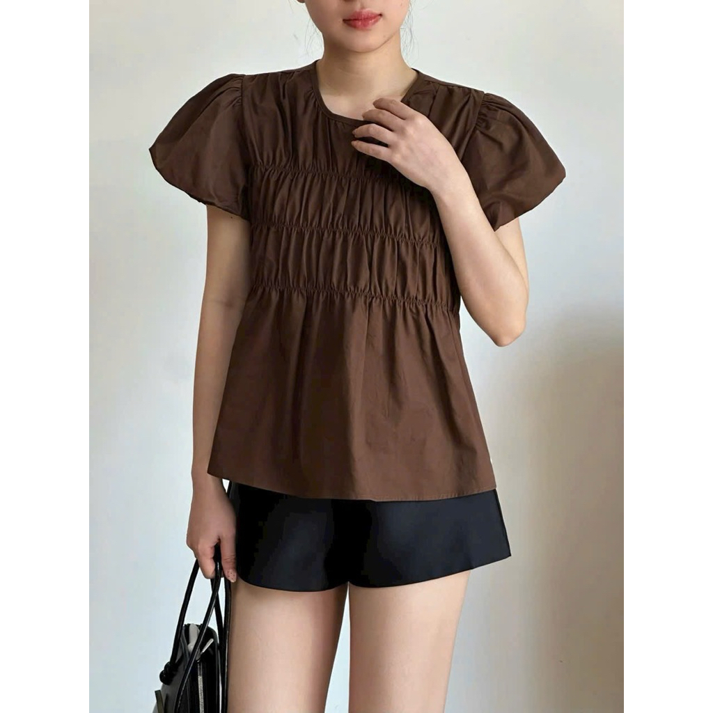 Áo Thun Kiểu Nữ Bo Thun Ngực Dáng Xòe Công Sở Thanhhuyenclothing (B526)