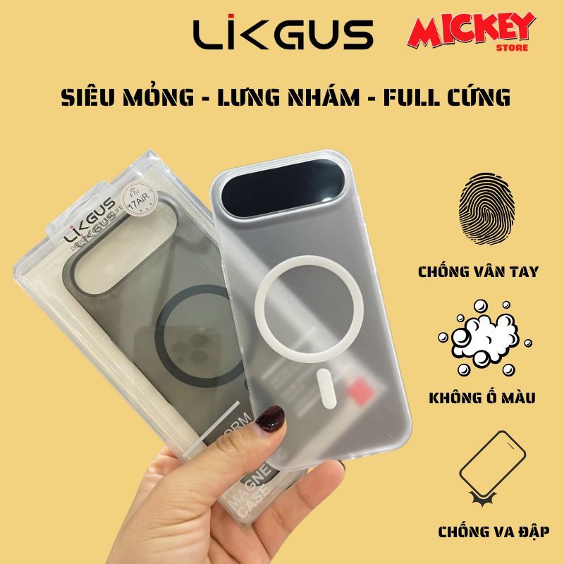 Ốp Lưng Likgus Mỏng Nhám Cao Cấp Cho iPhone 17 Air – Hỗ Trợ Sạc Không Dây, Không Ố Màu
