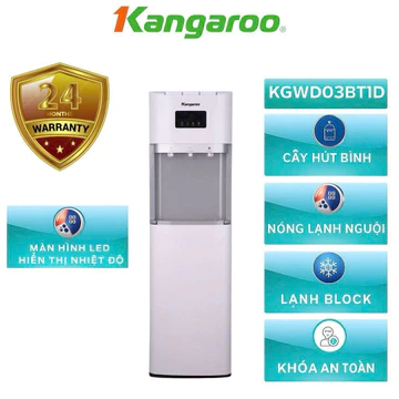Cây nước nóng lạnh , máy làm nóng lạnh nước uống hút bình Kangaroo KGWD03WT1D , điều chỉnh được nhiệt độ , KG51a3
