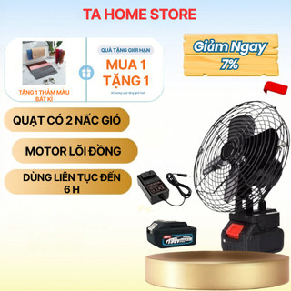 Quạt Tích Điện Mini, Để Bàn Làm Mát Cực Nhanh, Pin Dung Lượng Lớn Sử Dụng Liên Tục Nhiều Giờ 22w