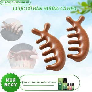 Lược Gỗ Đàn Hương Massage Hình Cá Heo, Massage Da Đầu Và Cổ Vai Gáy| Mỹ Nghệ Dướng Sinh HT