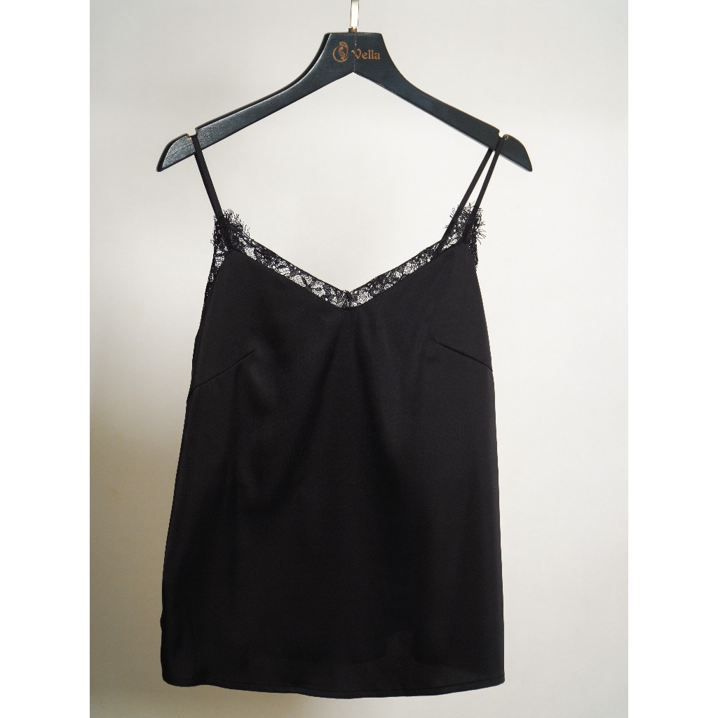 Áo tank top 2 dây viền ren cao cấp màu đen, trắng kem Vella Fashion VA26001