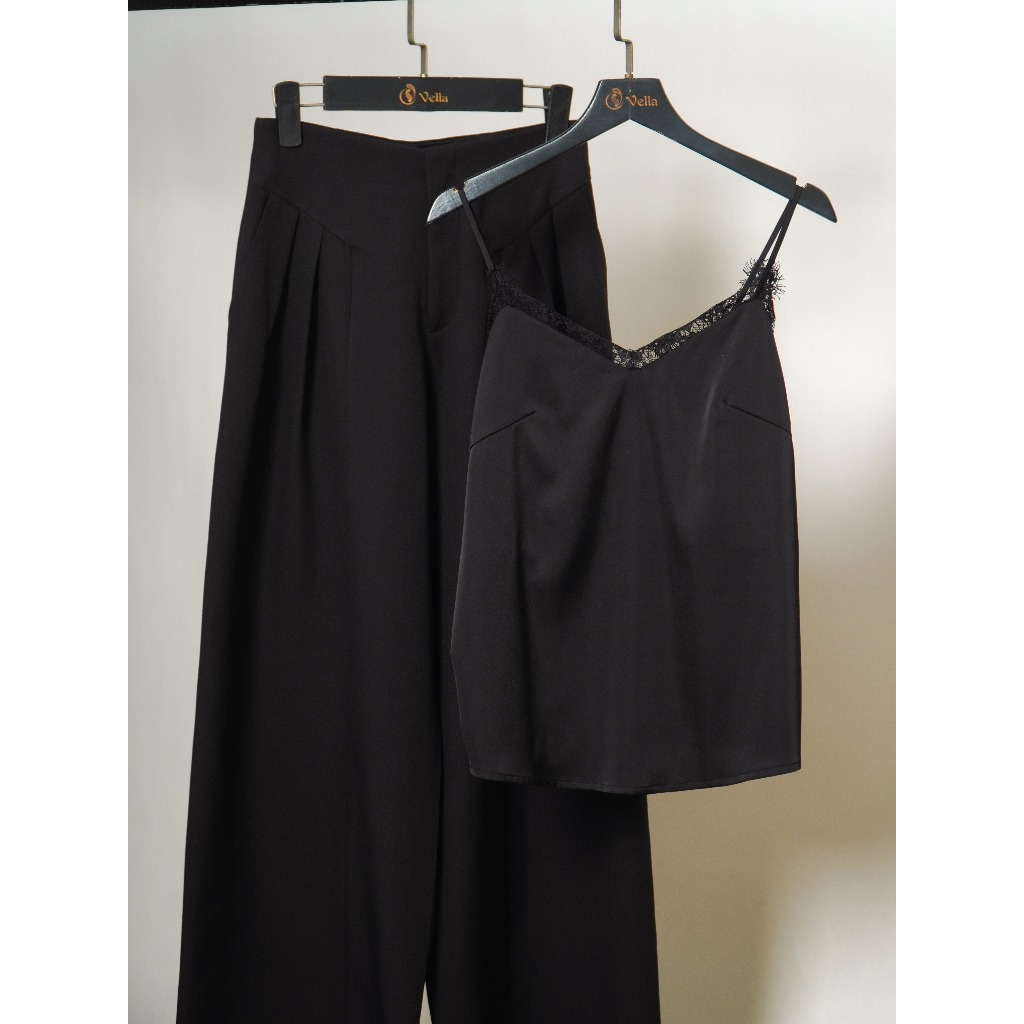 Quần culottes nữ ống đứng suông màu ĐEN, KEM - quần công sở nữ cao cấp Vella Fashion VQ26002