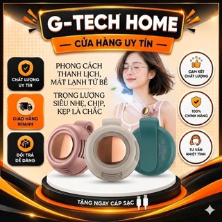 Quạt Cầm Tay, Kẹp Áo Không Cánh Mini - Sạc USB – Quạt Đeo Eo/Đeo Người Siêu Mạnh, Pin Sạc, 3 Cấp Độ Gió