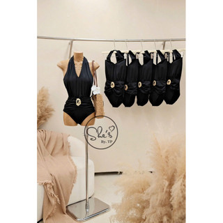 Bikini 1 Mảnh Cổ Yếm Nhún Eo Cài Đá