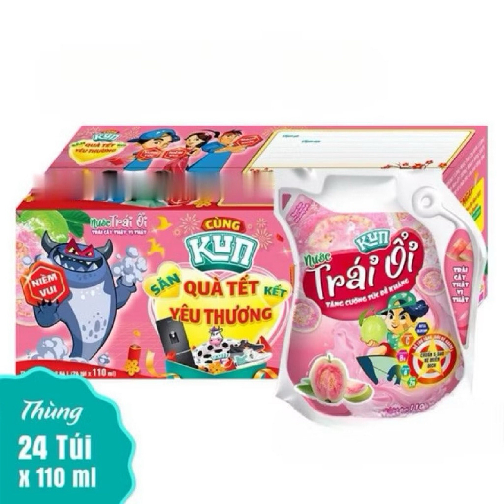 Thùng Sữa Lif Kun túi 110mlx 24 Gói Hương Nho/Sôcola/Cam/Dâu ...