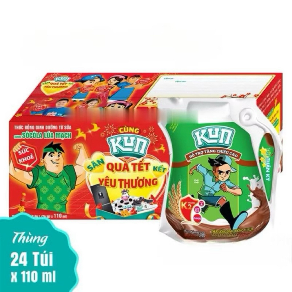 Thùng Sữa Lif Kun túi 110mlx 24 Gói Hương Nho/Sôcola/Cam/Dâu ...