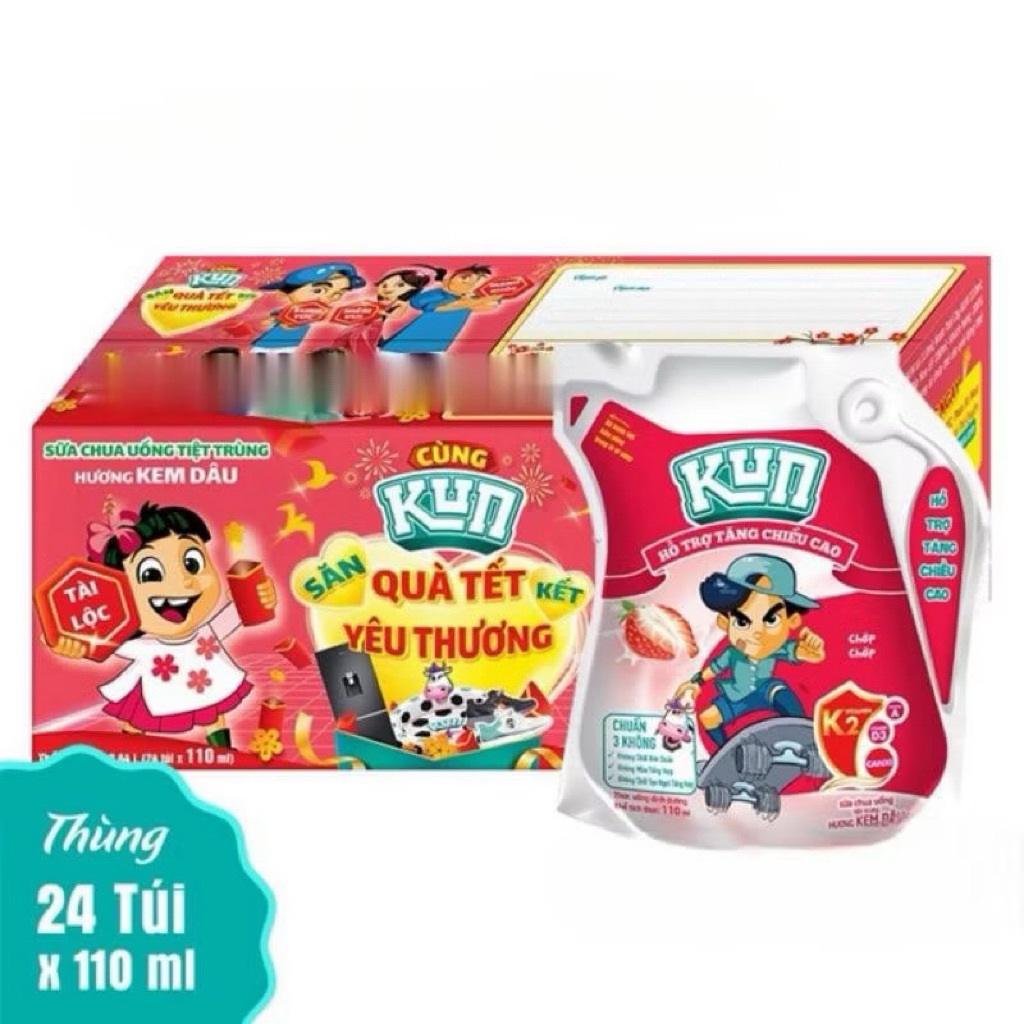 Thùng Sữa Lif Kun túi 110mlx 24 Gói Hương Nho/Sôcola/Cam/Dâu ...