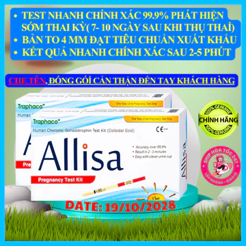 [Che tên] Combo 2 Que thử thai bản to Traphaco, Chính xác test thử thai sớm nhanh Allisa