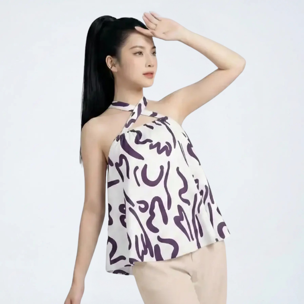 [Big Size} Áo Yếm SHI Nữ hở lưng cổ dây buộc chéo sau gáy, thiết kế trễ vai