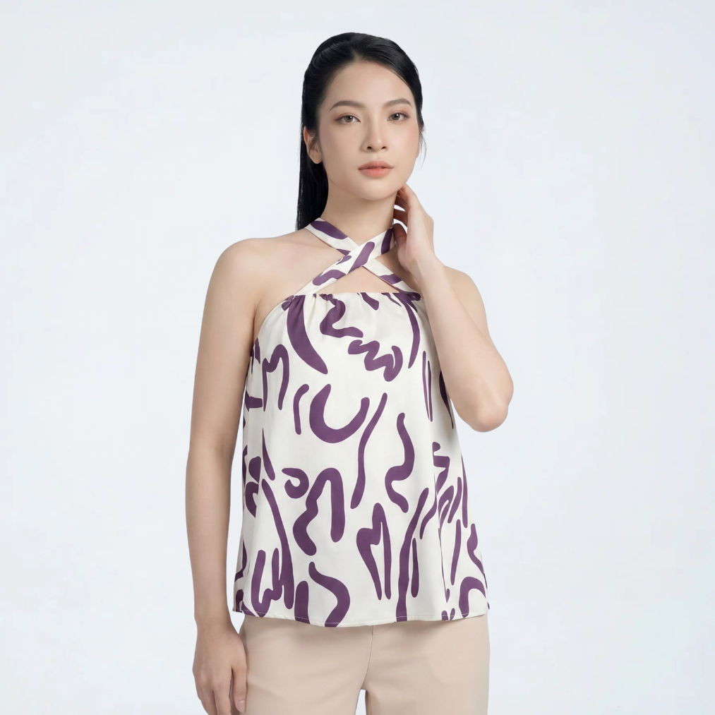 [Big Size} Áo Yếm SHI Nữ hở lưng cổ dây buộc chéo sau gáy, thiết kế trễ vai