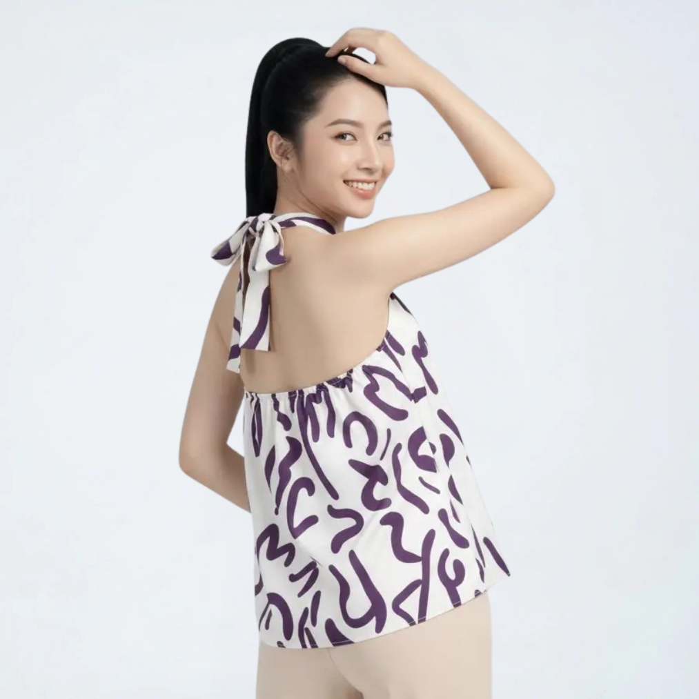 [Big Size} Áo Yếm SHI Nữ hở lưng cổ dây buộc chéo sau gáy, thiết kế trễ vai