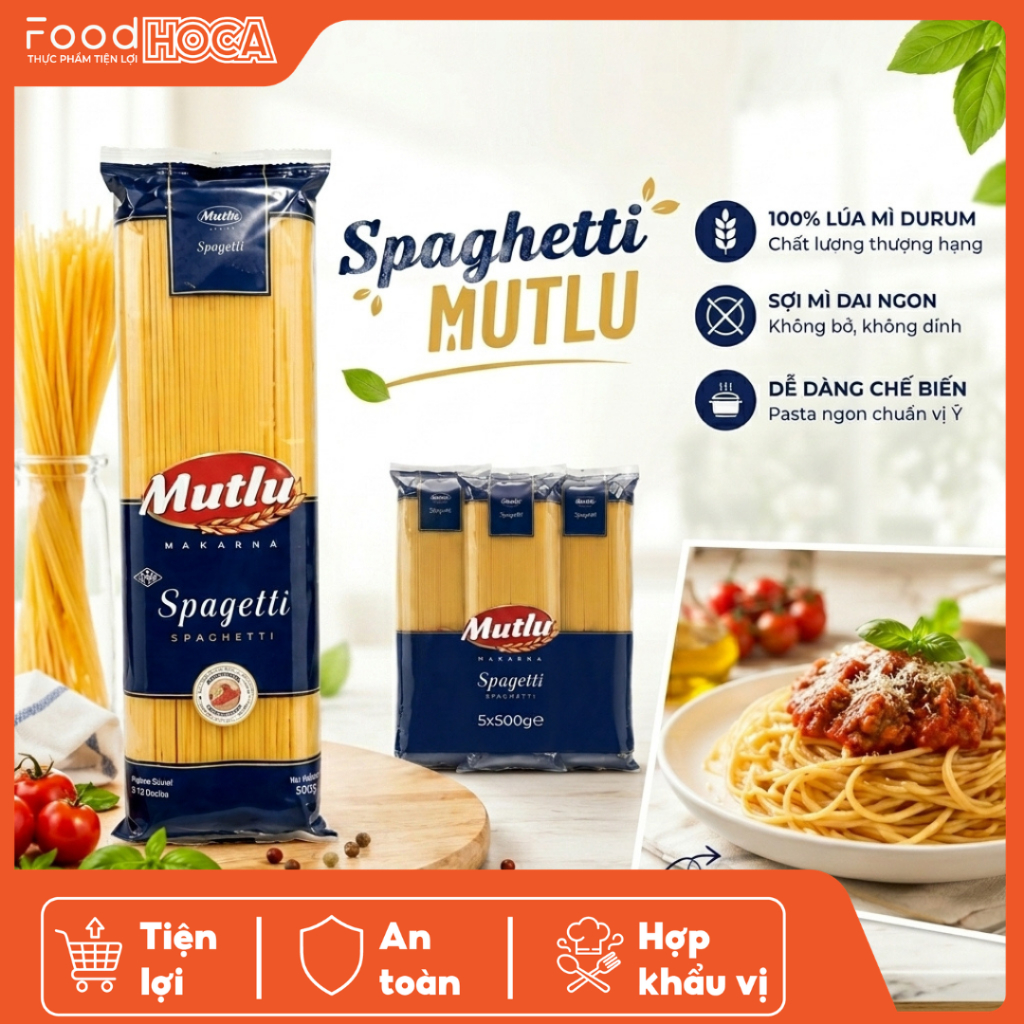 <giao hàng toàn quốc></giao hàng toàn quốc> Mì Spaghetti Mutlu 500G - Mì Ý Pasta Chính Hãng Dùng  Làm Spaghetti