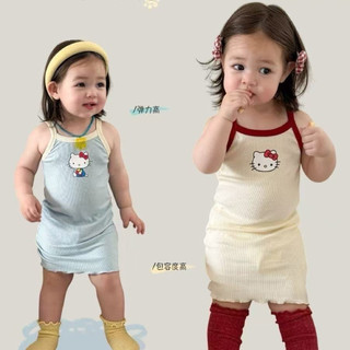 Set 2 váy ôm body hoạ tiết mèo dễ thương mềm mát thời trang mùa hè cho bé
