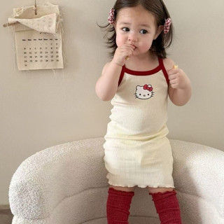 Set 2 váy ôm body hoạ tiết mèo dễ thương mềm mát thời trang mùa hè cho bé
