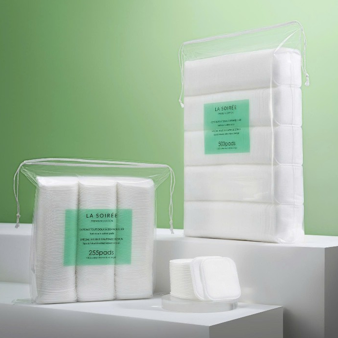 [Gói 500 Miếng] Bông Tẩy Trang La Soirée 100% Cotton Vuông To, Mềm Mịn, Không Xơ Bông