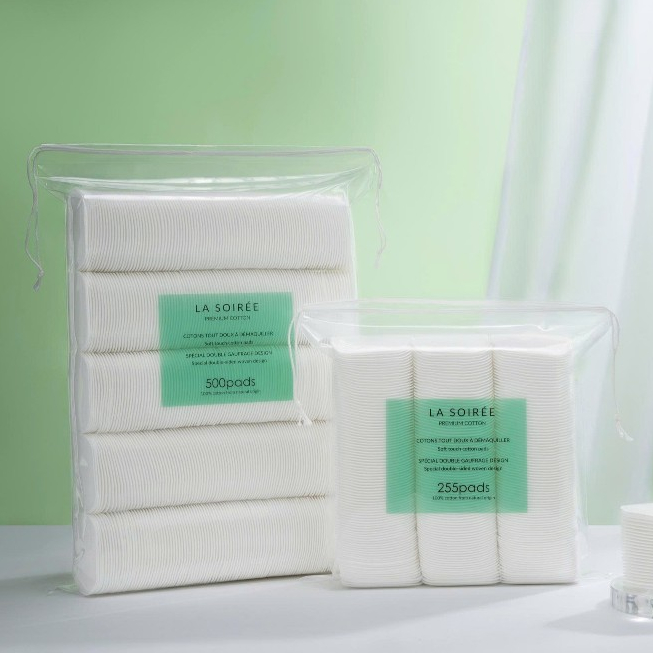 [Gói 500 Miếng] Bông Tẩy Trang La Soirée 100% Cotton Vuông To, Mềm Mịn, Không Xơ Bông
