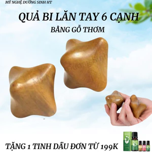 Bi 6 cạnh bằng gỗ thơm, dụng cụ mát xa lòng bàn tay hỗ trợ giảm đau mỏi, lưu thông khí huyết - Mỹ Nghệ HT