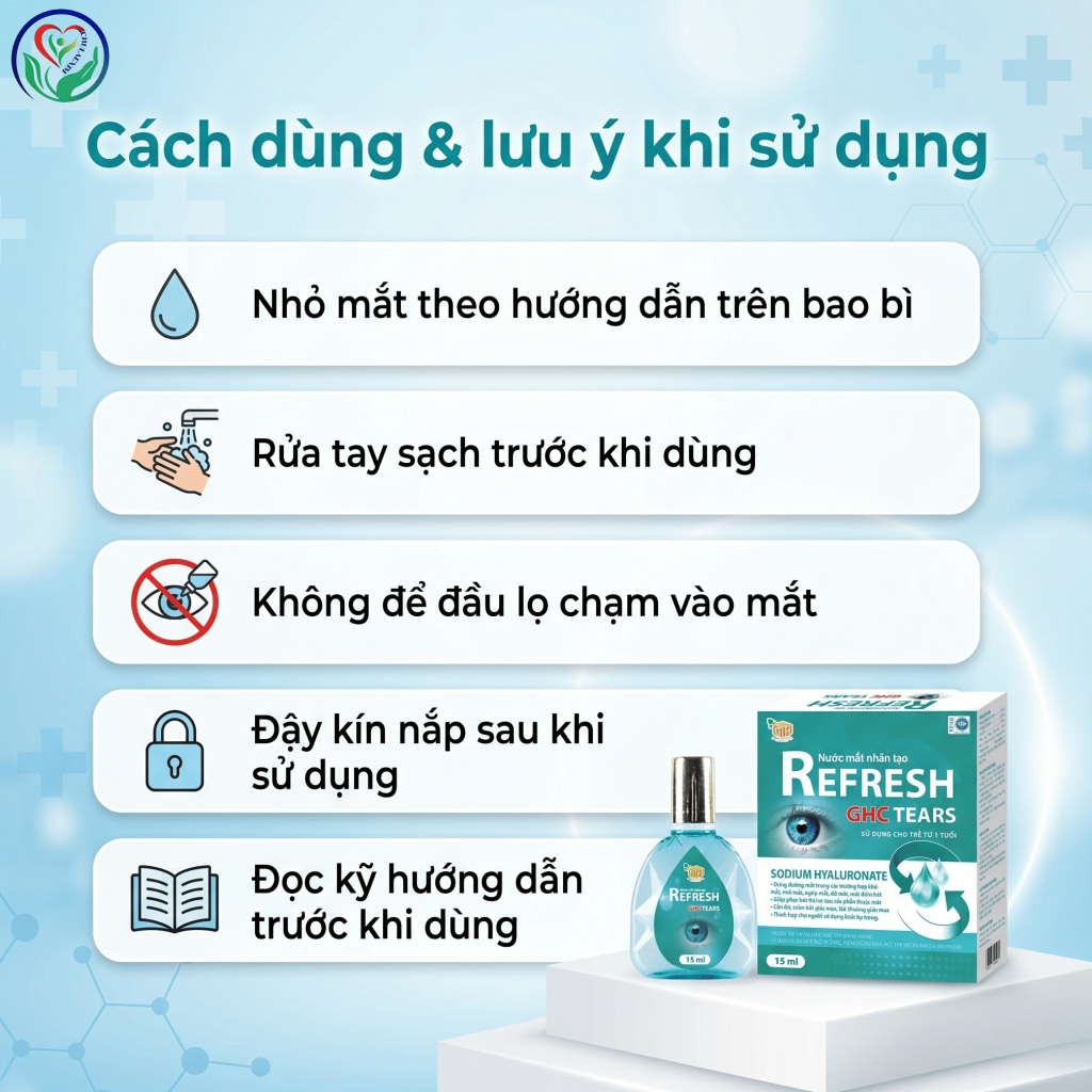 Refresh GHC Tears 15ml nước mắt nhân tạo Sodium Hyaluronate hỗ trợ khô mắt, mỏi mắt