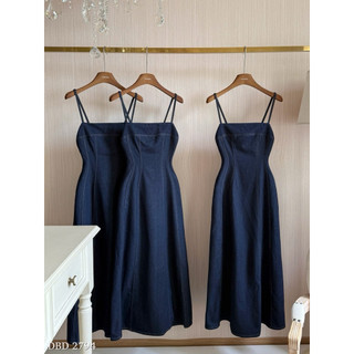 Váy Jeans Bò Maxi 2 Dây Xoè Chuẩn Linh Hoàng