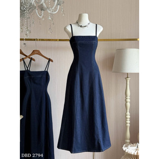 Váy Jeans Bò Maxi 2 Dây Xoè Chuẩn Linh Hoàng