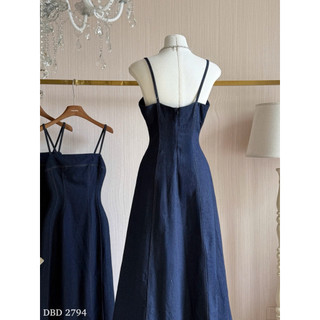 Váy Jeans Bò Maxi 2 Dây Xoè Chuẩn Linh Hoàng