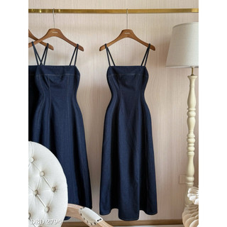 Váy Jeans Bò Maxi 2 Dây Xoè Chuẩn Linh Hoàng