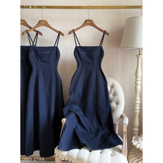 Váy Jeans Bò Maxi 2 Dây Xoè Chuẩn Linh Hoàng