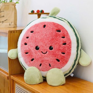 Gấu Bông Quả Dưa Hấu Tròn Đáng Yêu (25cm - 65cm) - Gối Ôm Trái Dưa Hấu Bổ Đôi Nhồi Bông Cute Làm Quà Tặng Trang Trí