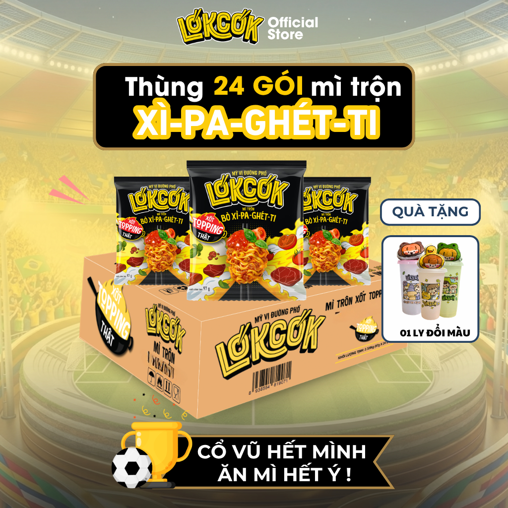 [Chính Hãng] Thùng 24 Gói Mì Trộn Xốt Bò Xì-Pa-Ghét-Ti LOKCOK 24 Gói x 97G - HSD T5/2026