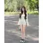 2Soonsumff Bodysuit tay dài ống loe cổ vuông ôm body sexy, bộ đồ liền thân cá tính gợi cảm