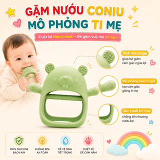 Gặm Nướu silicone Coniu Cao Cấp Cho Bé Siêu Mềm Giúp Giảm Ngứa Nướu An Toàn Cho Bé (Có hộp bảo quản)