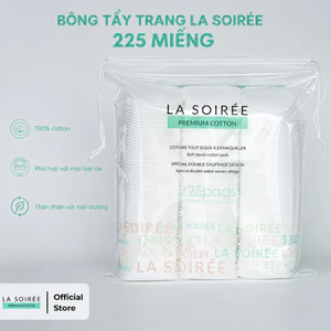 Bông Tẩy Trang La Soirée 225 Miếng Cotton Tự Nhiên, Mềm Mịn, Tiết Kiệm