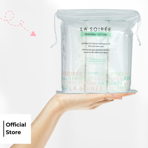 [Gói 225 Miếng Tròn] Bông Tẩy Trang La Soirée 225 Miếng Cotton Tự Nhiên, Mềm Mịn, Tiết Kiệm